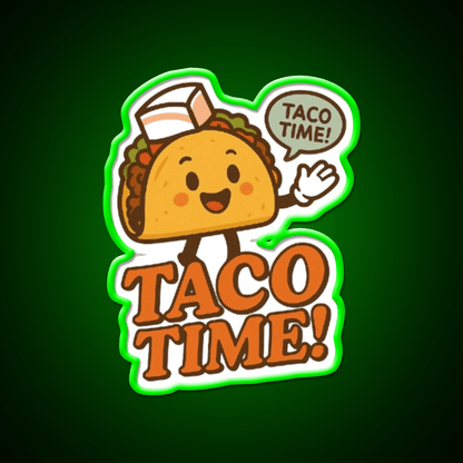 Taco Time Retro Diner Vibe Cute Taco Character Snack Food Led Neon Sign Rgb Color - Shineneon