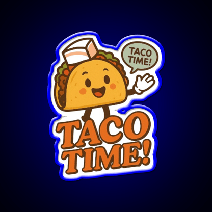 Taco Time Retro Diner Vibe Cute Taco Character Snack Food Led Neon Sign Rgb Color - Shineneon