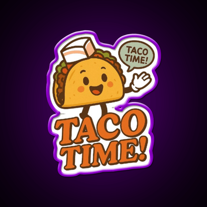 Taco Time Retro Diner Vibe Cute Taco Character Snack Food Led Neon Sign Rgb Color - Shineneon
