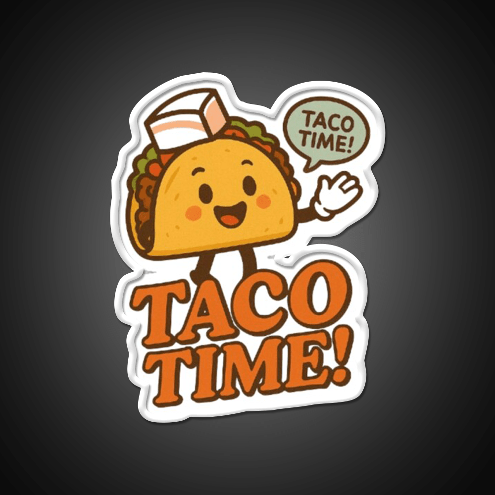 Taco Time Retro Diner Vibe Cute Taco Character Snack Food Led Neon Sign Rgb Color - Shineneon