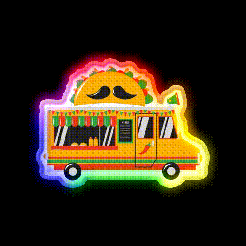 Taco Truck On Tuesday Taco Led Neon Sign Mexican Food Sign Rgb Color - LED neon sign close-up detail