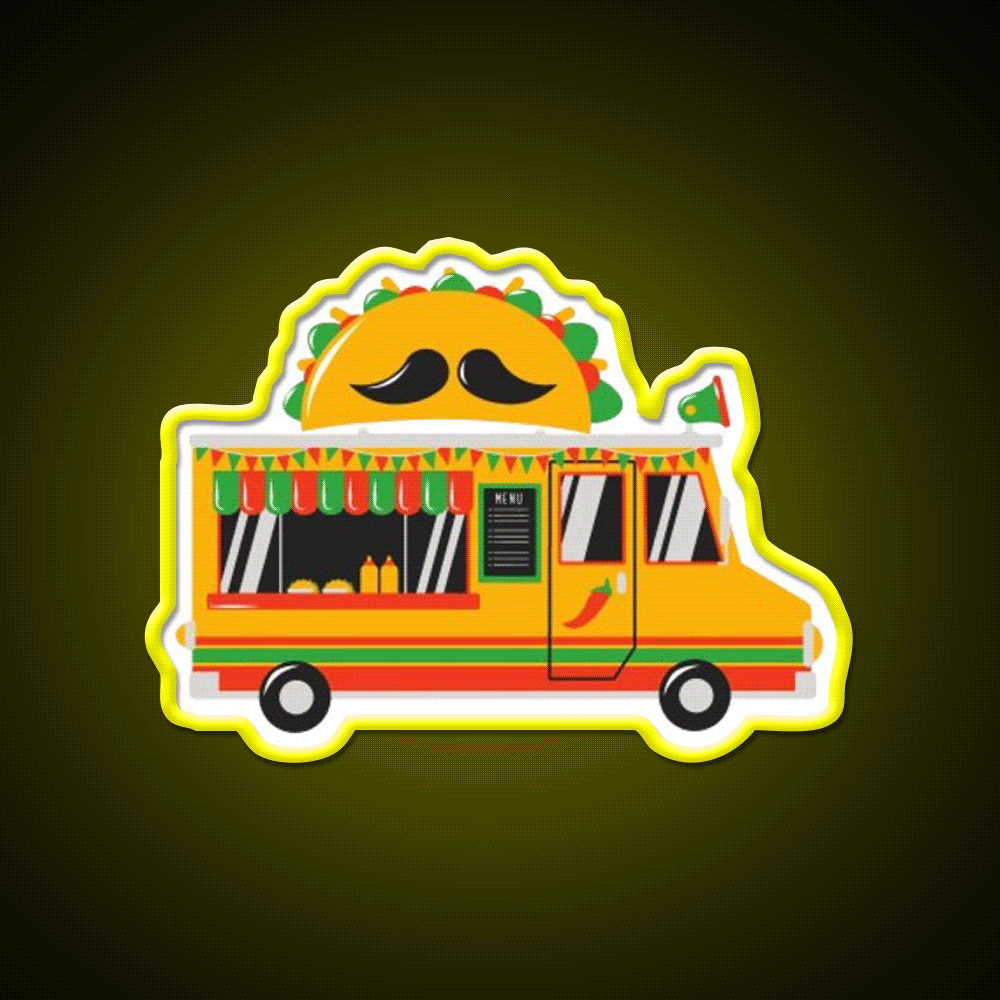 Taco Truck On Tuesday Taco Led Neon Sign Mexican Food Sign Rgb Color - Custom LED neon sign front view