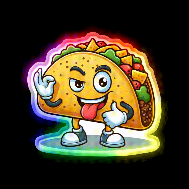 Taco Trump Lets Go Taco Funny Taco Led Neon Sign Rgb Color - LED neon sign close-up detail