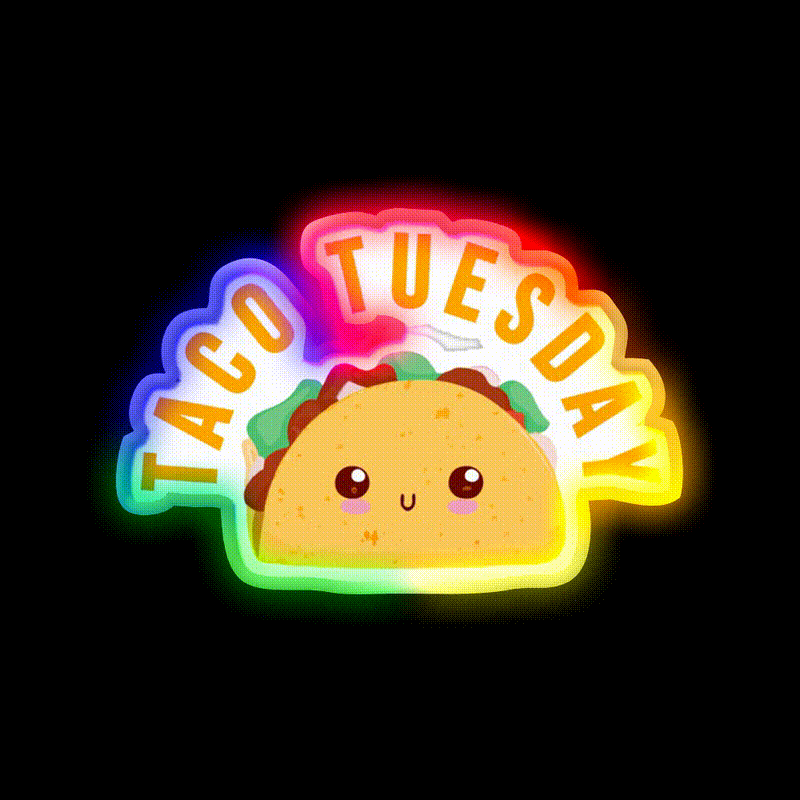 Taco Tuesday Gift Taco Lover Taco Led Neon Sign Rgb Color - LED neon sign close-up detail