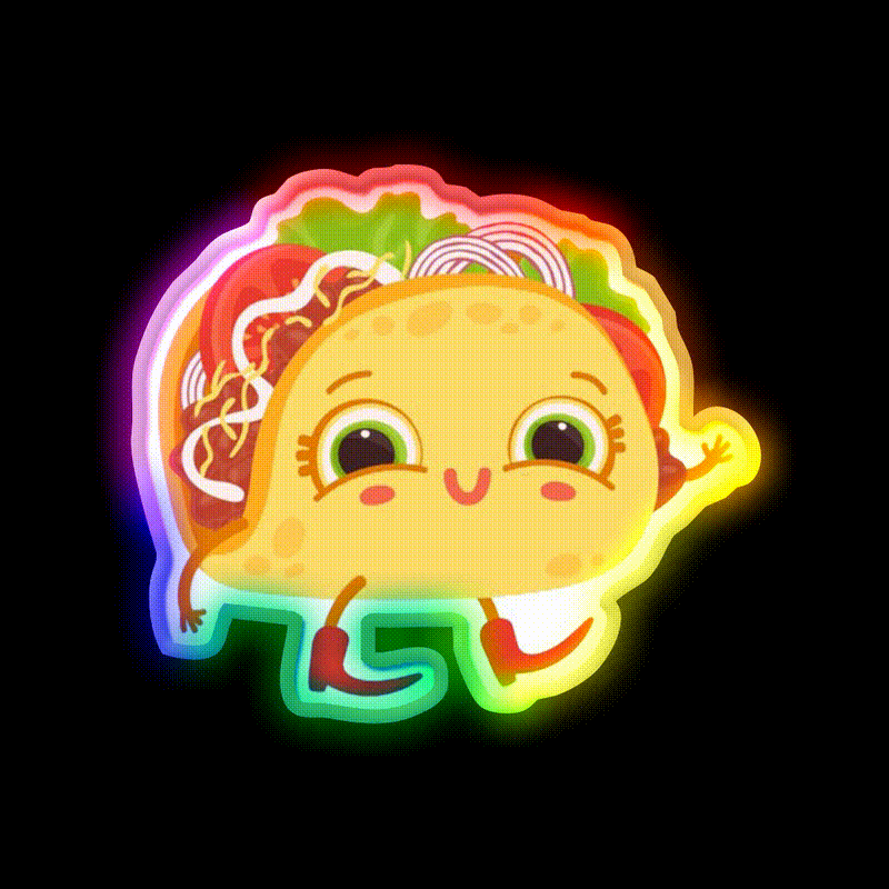 Taco Tuesday Is My Favorite Day Dad Taco Led Neon Sign Rgb Color - LED neon sign close-up detail