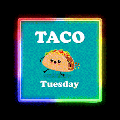 Taco Tuesday Taco Led Neon Sign Mexican Food Sign Rgb Color - LED neon sign close-up detail