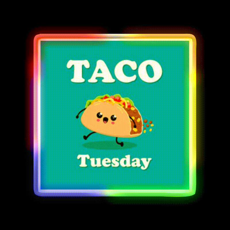 Taco Tuesday Taco Led Neon Sign Mexican Food Sign Rgb Color - LED neon sign close-up detail