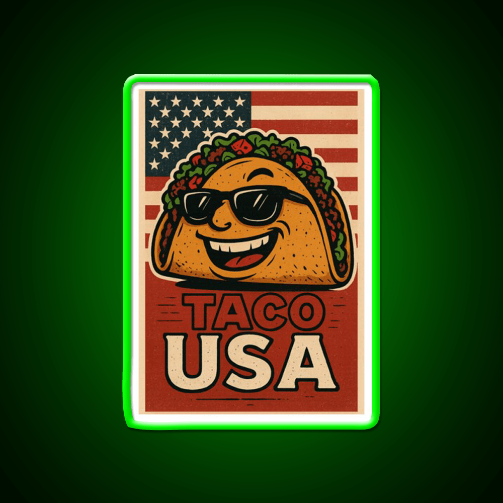 Taco Usa Funny Vintage Mexican Food Taco Led Neon Sign Rgb Color - Shineneon