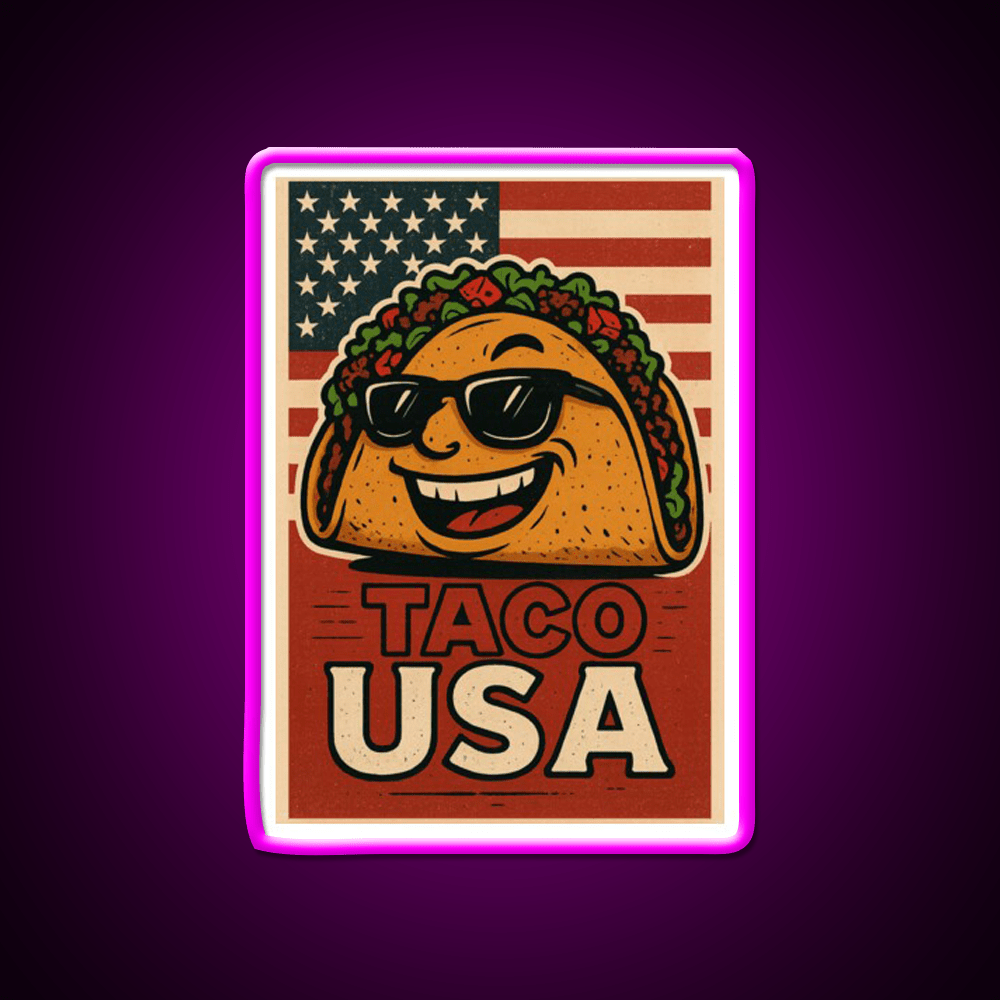 Taco Usa Funny Vintage Mexican Food Taco Led Neon Sign Rgb Color - Shineneon