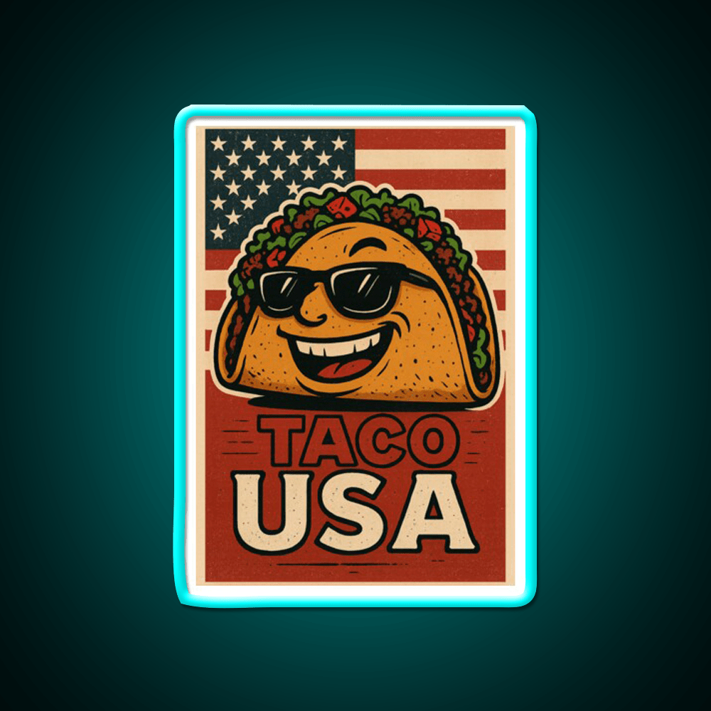 Taco Usa Funny Vintage Mexican Food Taco Led Neon Sign Rgb Color - Shineneon