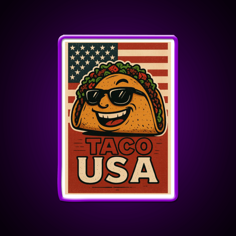 Taco Usa Funny Vintage Mexican Food Taco Led Neon Sign Rgb Color - Shineneon