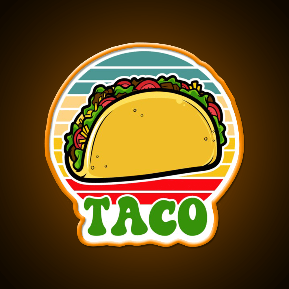 Taco Vintage Retro Sunset Mexican Fast Food Taco Led Neon Sign Rgb Color - Shineneon