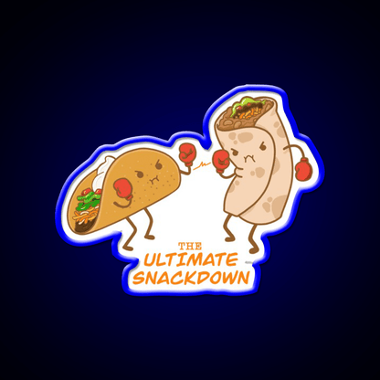 Taco Vs Burrito The Ultimate Snackdown Snack Food Led Neon Sign Rgb Color - Shineneon