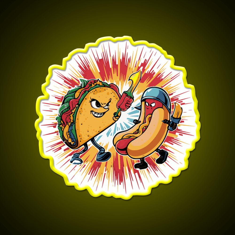 Taco Vs Hot Dog Battle Taco Led Neon Sign Mexican Food Sign Rgb Color - Shineneon