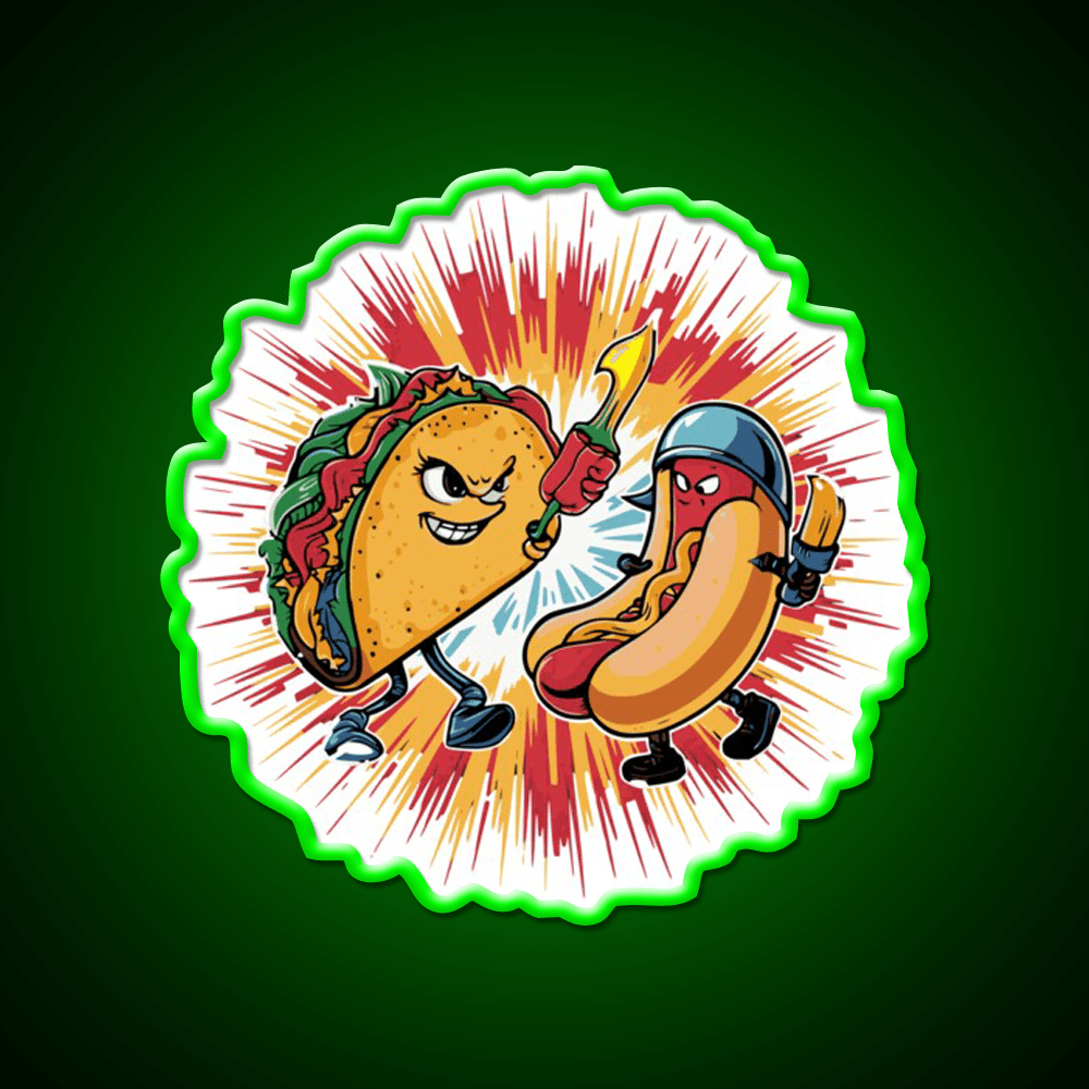 Taco Vs Hot Dog Battle Taco Led Neon Sign Mexican Food Sign Rgb Color - Shineneon