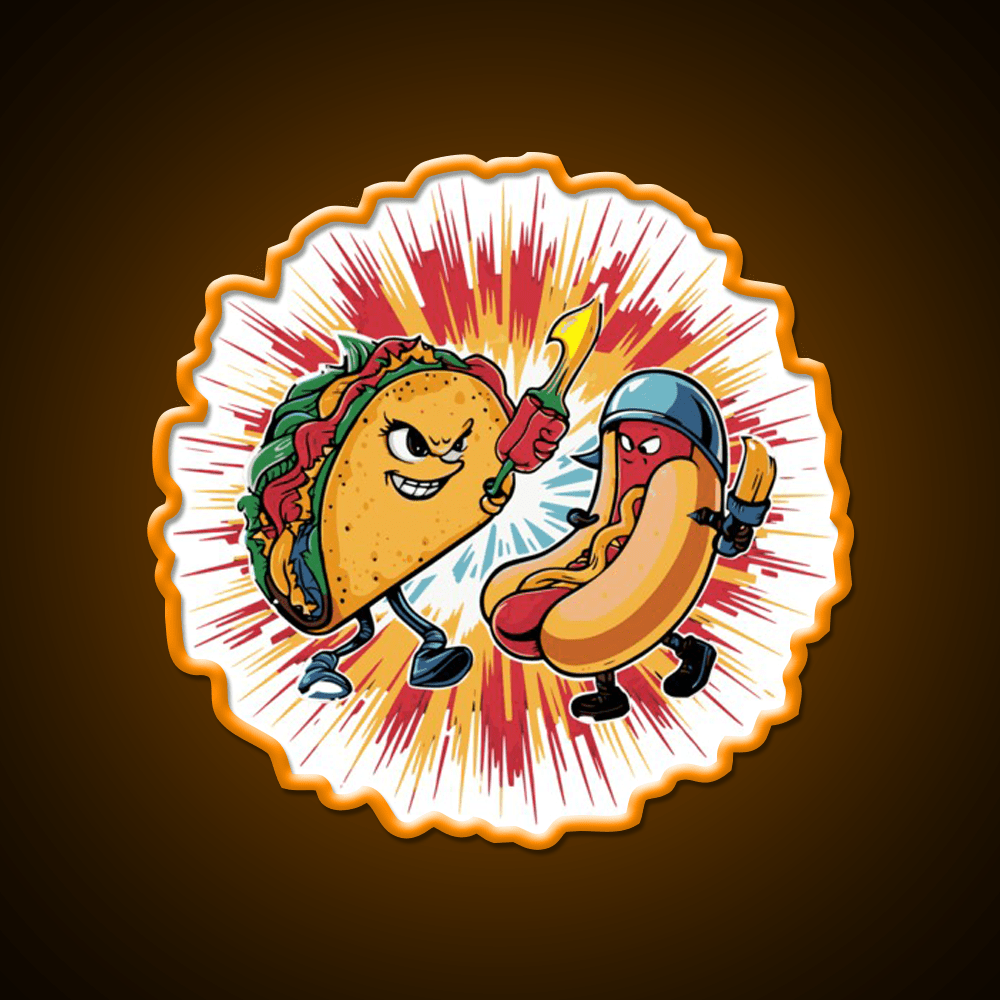 Taco Vs Hot Dog Battle Taco Led Neon Sign Mexican Food Sign Rgb Color - Shineneon