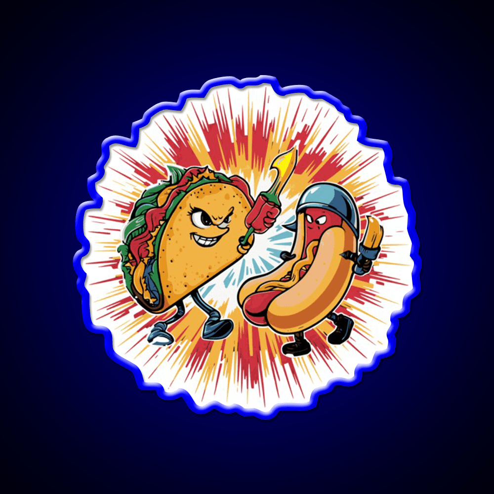 Taco Vs Hot Dog Battle Taco Led Neon Sign Mexican Food Sign Rgb Color - Shineneon