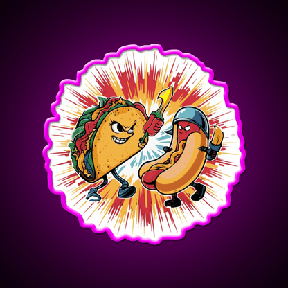 Taco Vs Hot Dog Battle Taco Led Neon Sign Mexican Food Sign Rgb Color - Shineneon