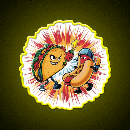 Taco Vs Hot Dog Battle Taco Led Neon Sign Mexican Food Sign Rgb Color - Custom LED neon sign front view