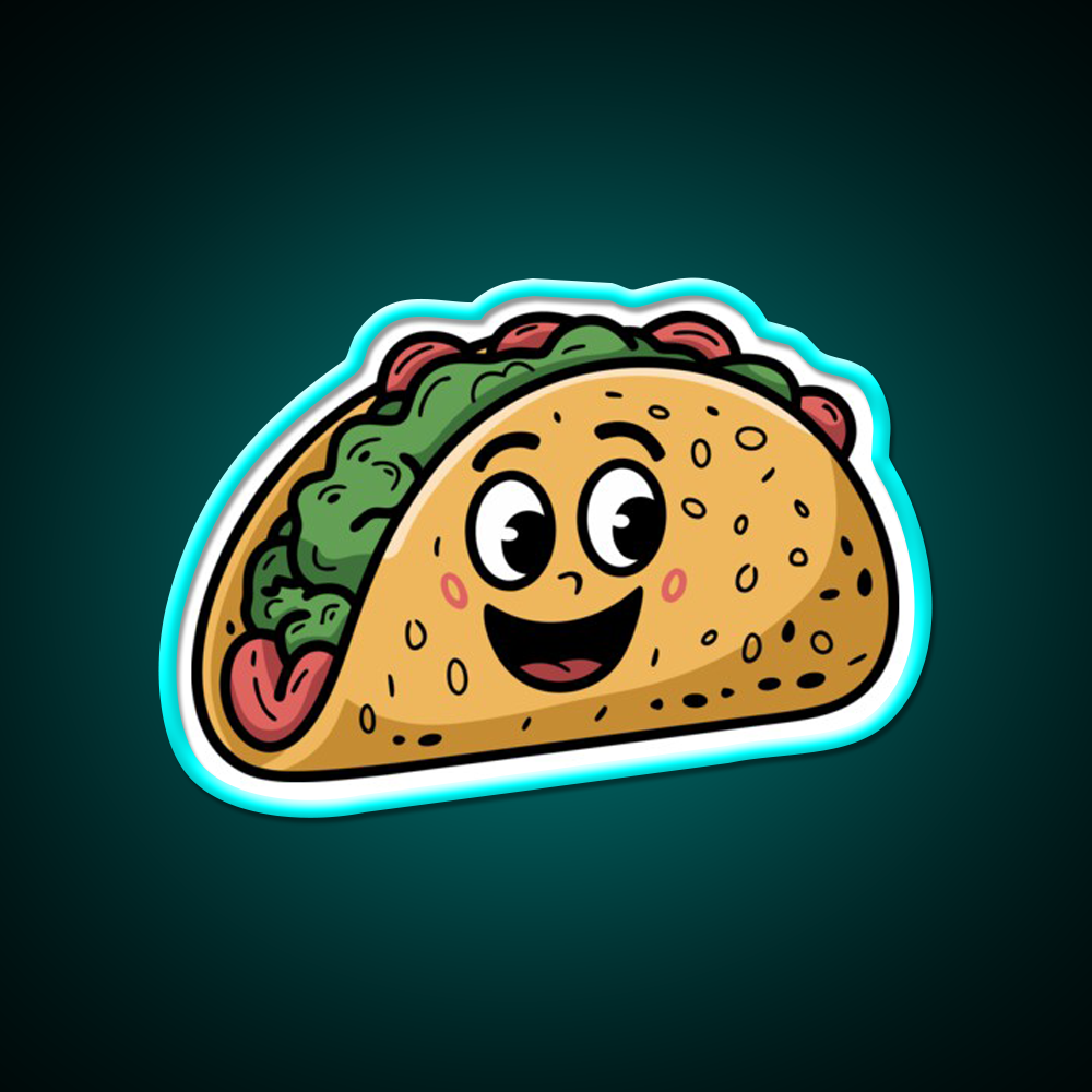 Taco With A Happy Face Taco Led Neon Sign Mexican Food Sign Rgb Color