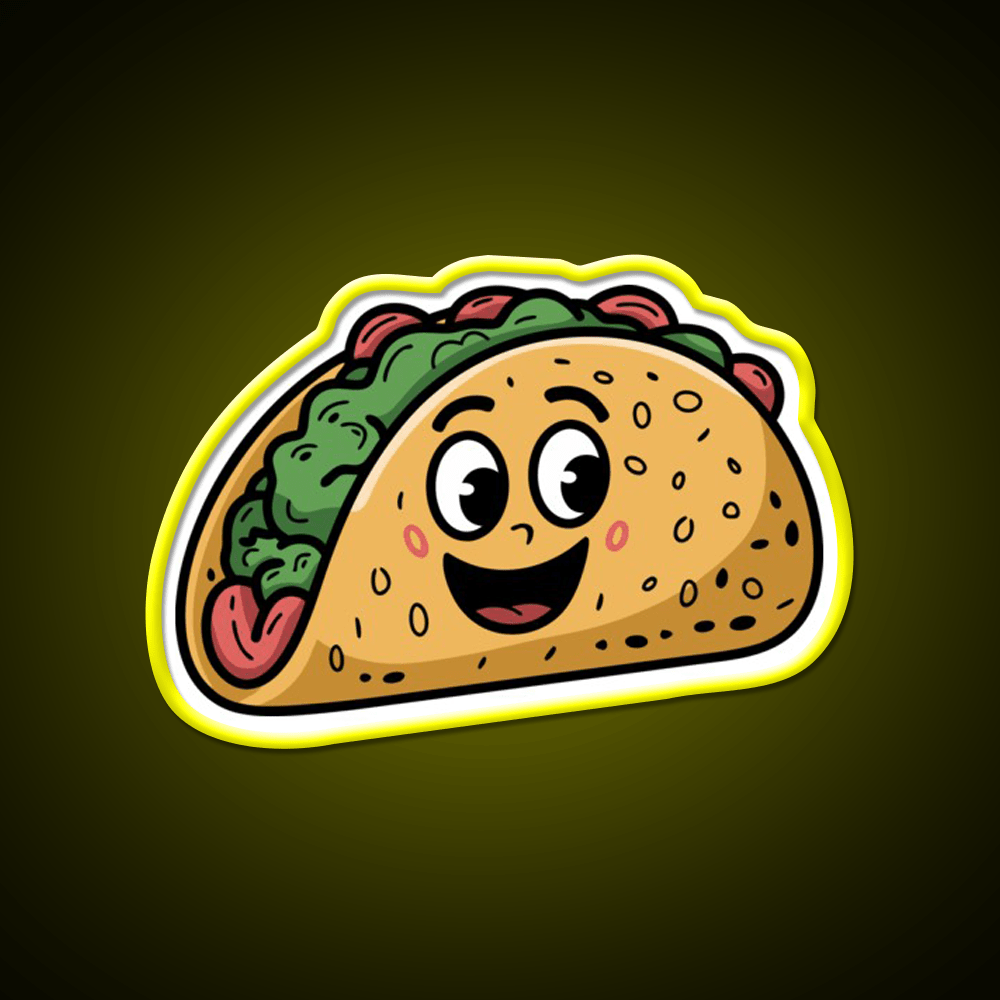 Taco With A Happy Face Taco Led Neon Sign Mexican Food Sign Rgb Color - Shineneon