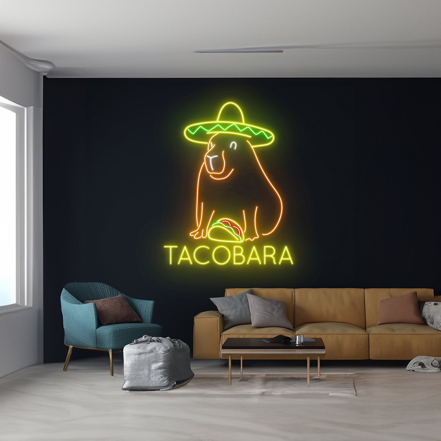 Tacobara Capybara Tacos Neon Sign