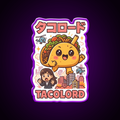 Tacolord Kawaii Chibi Taco Kaiju Parody Art Taco Led Neon Sign Rgb Color - Shineneon