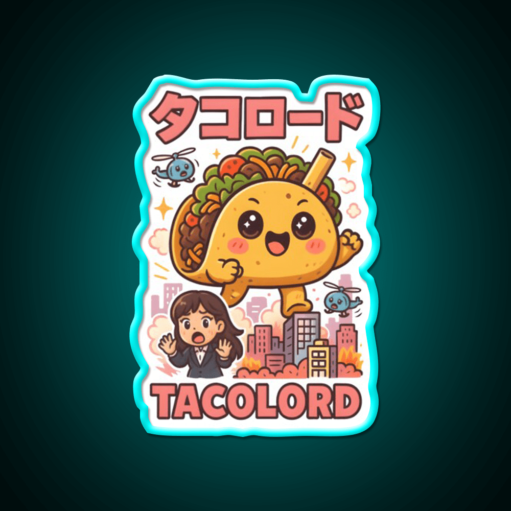 Tacolord Kawaii Chibi Taco Kaiju Parody Art Taco Led Neon Sign Rgb Color - Shineneon
