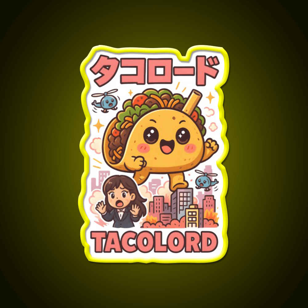 Tacolord Kawaii Chibi Taco Kaiju Parody Art Taco Led Neon Sign Rgb Color - Shineneon