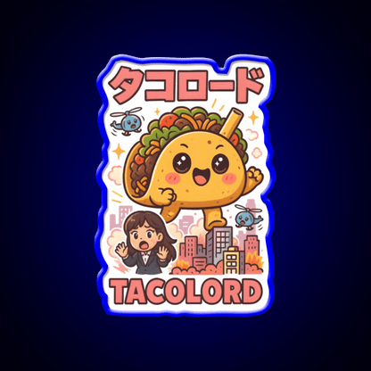 Tacolord Kawaii Chibi Taco Kaiju Parody Art Taco Led Neon Sign Rgb Color - Shineneon