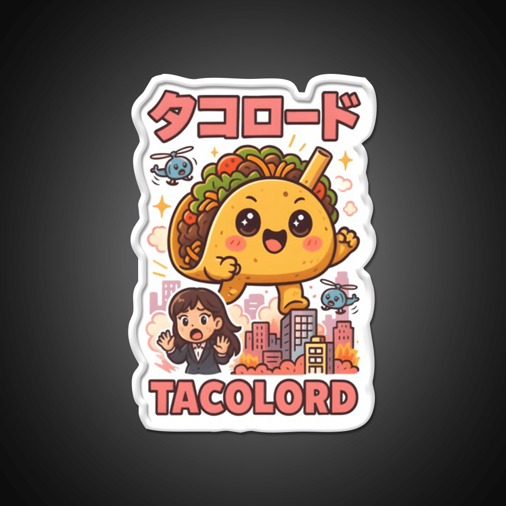 Tacolord Kawaii Chibi Taco Kaiju Parody Art Taco Led Neon Sign Rgb Color - Shineneon