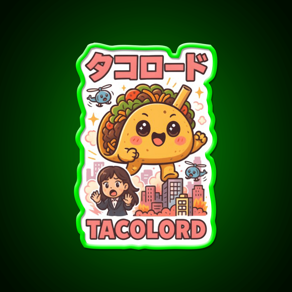 Tacolord Kawaii Chibi Taco Kaiju Parody Art Taco Led Neon Sign Rgb Color - Shineneon