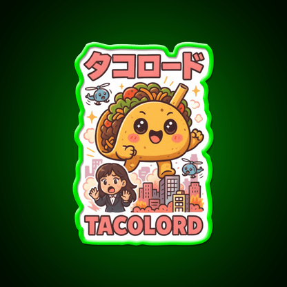 Tacolord Kawaii Chibi Taco Kaiju Parody Art Taco Led Neon Sign Rgb Color - Shineneon