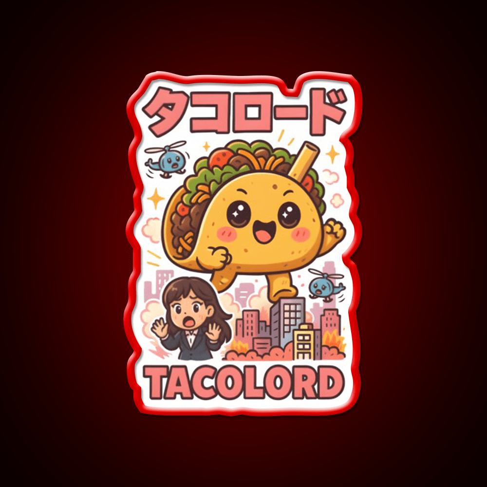 Tacolord Kawaii Chibi Taco Kaiju Parody Art Taco Led Neon Sign Rgb Color - Shineneon