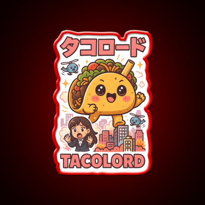 Tacolord Kawaii Chibi Taco Kaiju Parody Art Taco Led Neon Sign Rgb Color - Shineneon