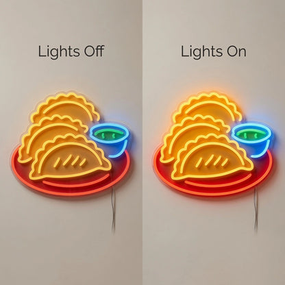 Tacos And A Bowl Wall Decor LED Neon Sign - 06 Day Night Comparison