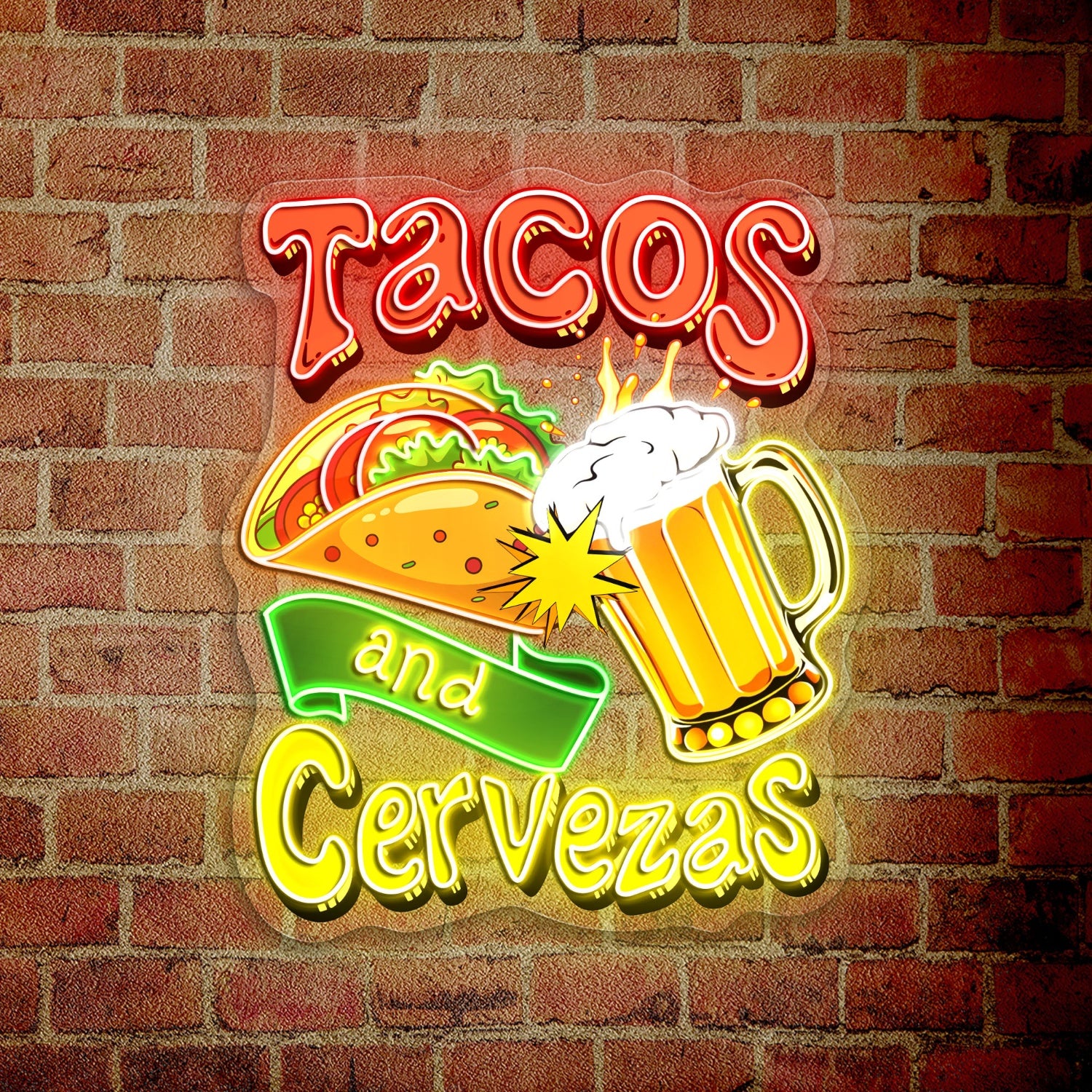 Tacos and Cervezas Acrylic Led Neon Sign | Shineneon