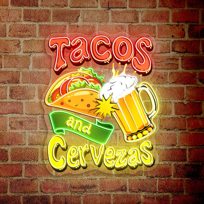 Tacos and Cervezas Acrylic Led Neon Sign | Shineneon