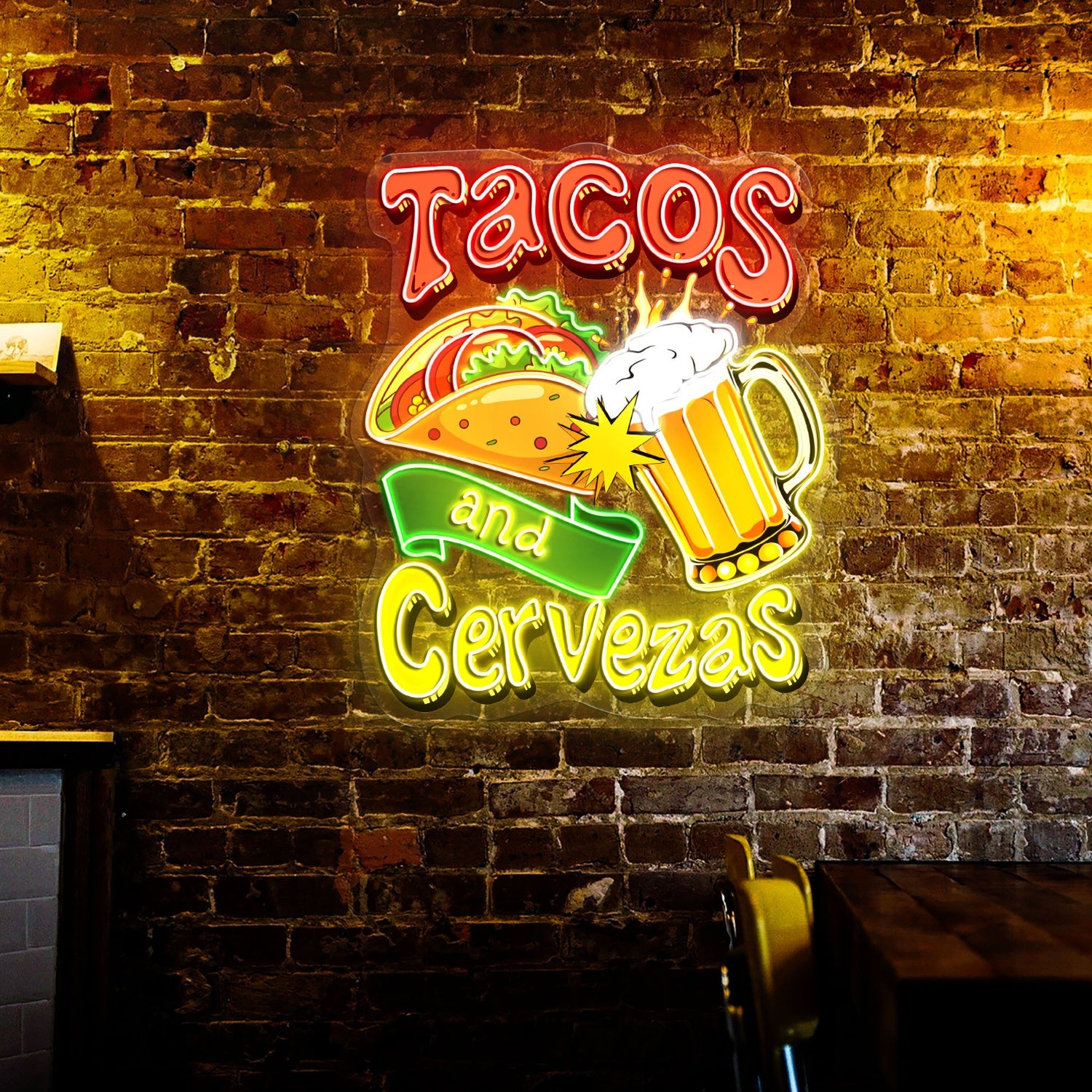 Tacos and Cervezas Acrylic Led Neon Sign | Shineneon