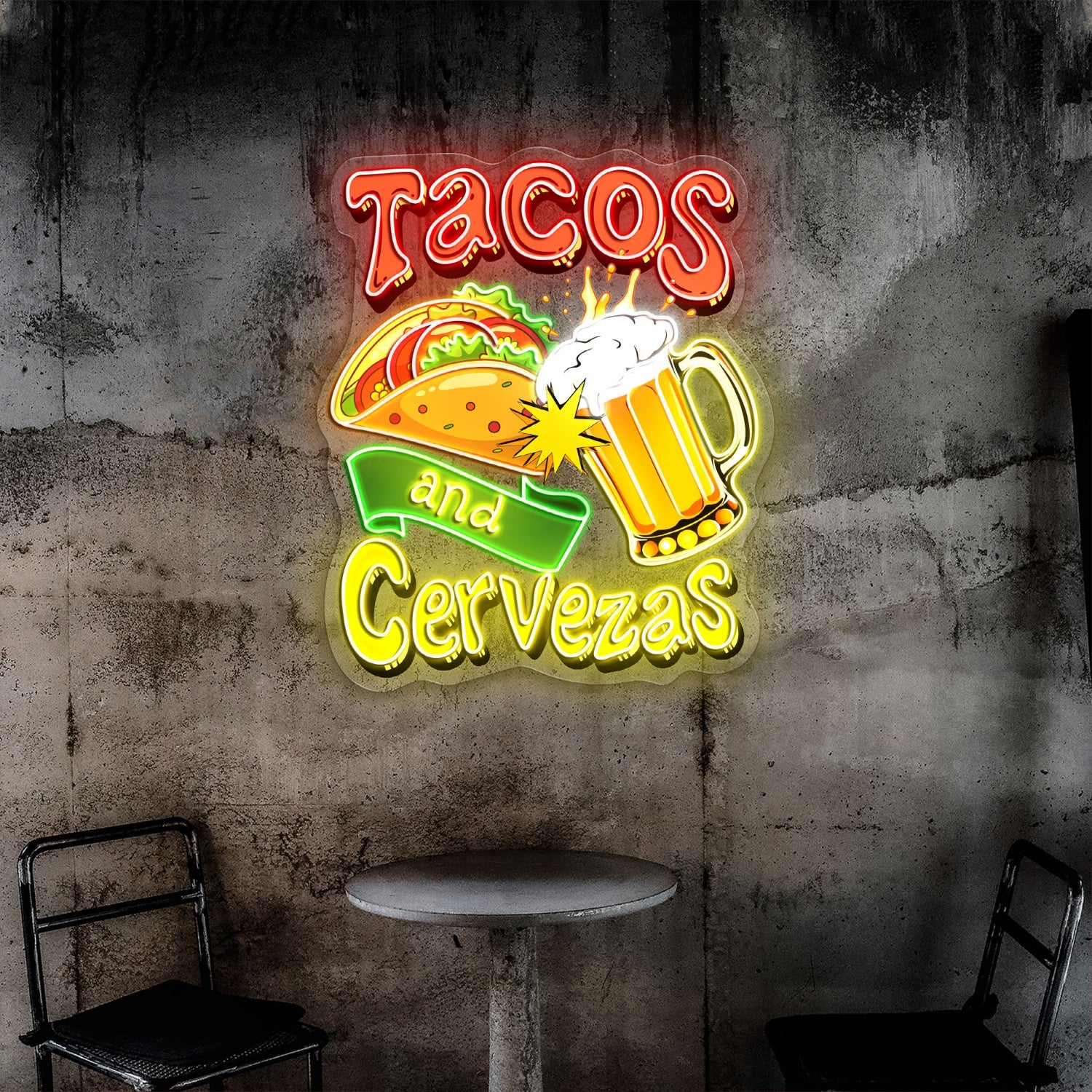Tacos and Cervezas Acrylic Led Neon Sign | Shineneon