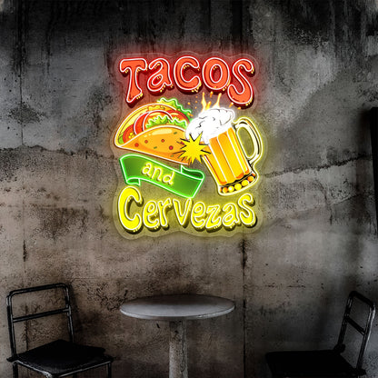 Tacos and Cervezas Acrylic Led Neon Sign | Shineneon