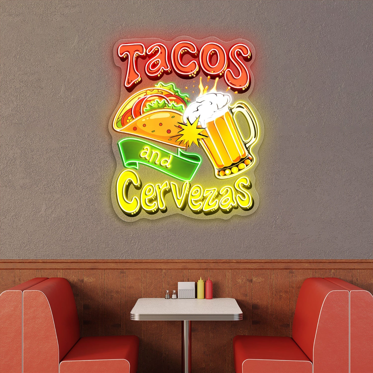 Tacos and Cervezas Acrylic Led Neon Sign | Shineneon