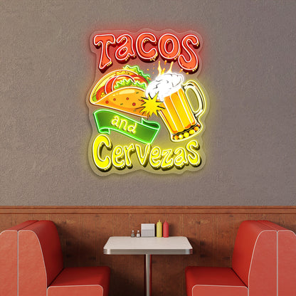 Tacos and Cervezas Acrylic Led Neon Sign | Shineneon