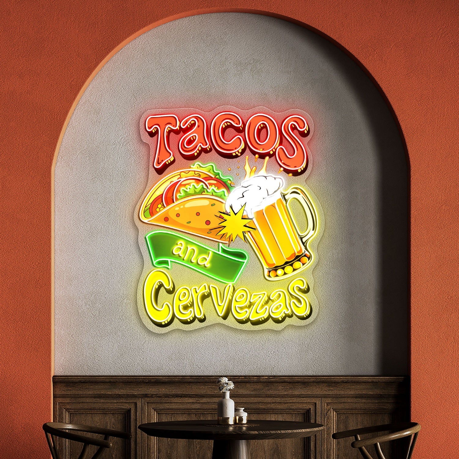 Tacos and Cervezas Acrylic Led Neon Sign | Shineneon