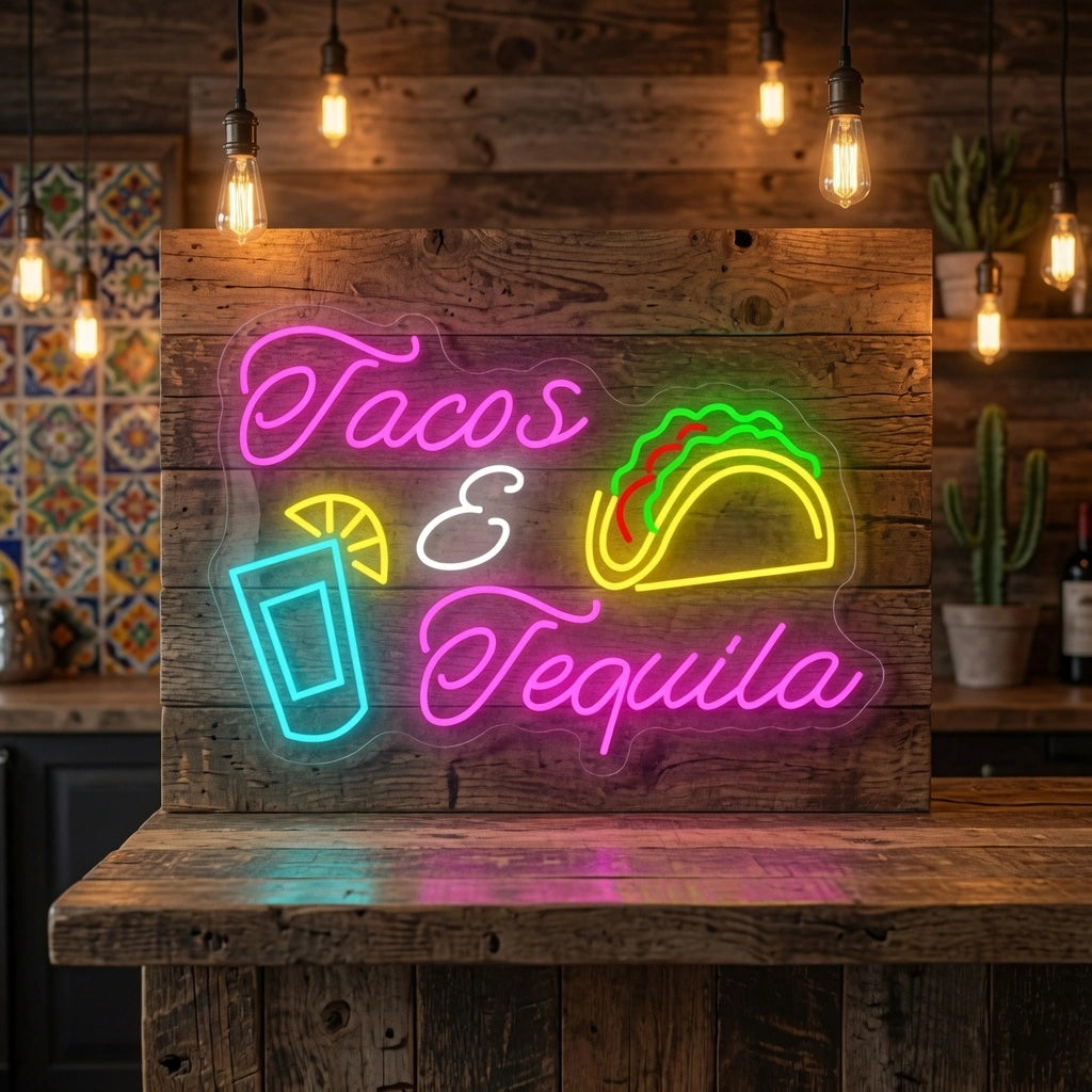 Tacos And Tequila LED Neon Sign - 02 High-Converting Product Image