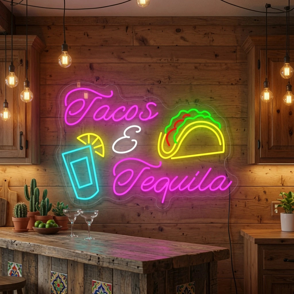 Tacos And Tequila LED Neon Sign - 03 Real Lifestyle Scene