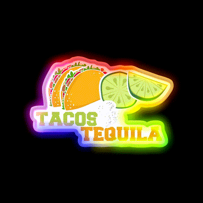 Tacos And Tequila Party Drink Tequila Led Neon Sign Bar Led Sign Rgb Color - LED neon sign close-up detail