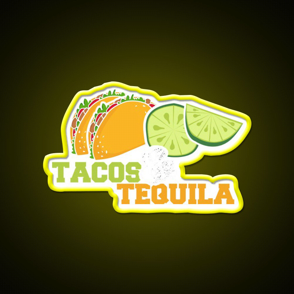 Tacos And Tequila Party Drink Tequila Led Neon Sign Bar Led Sign Rgb Color - Custom LED neon sign front view
