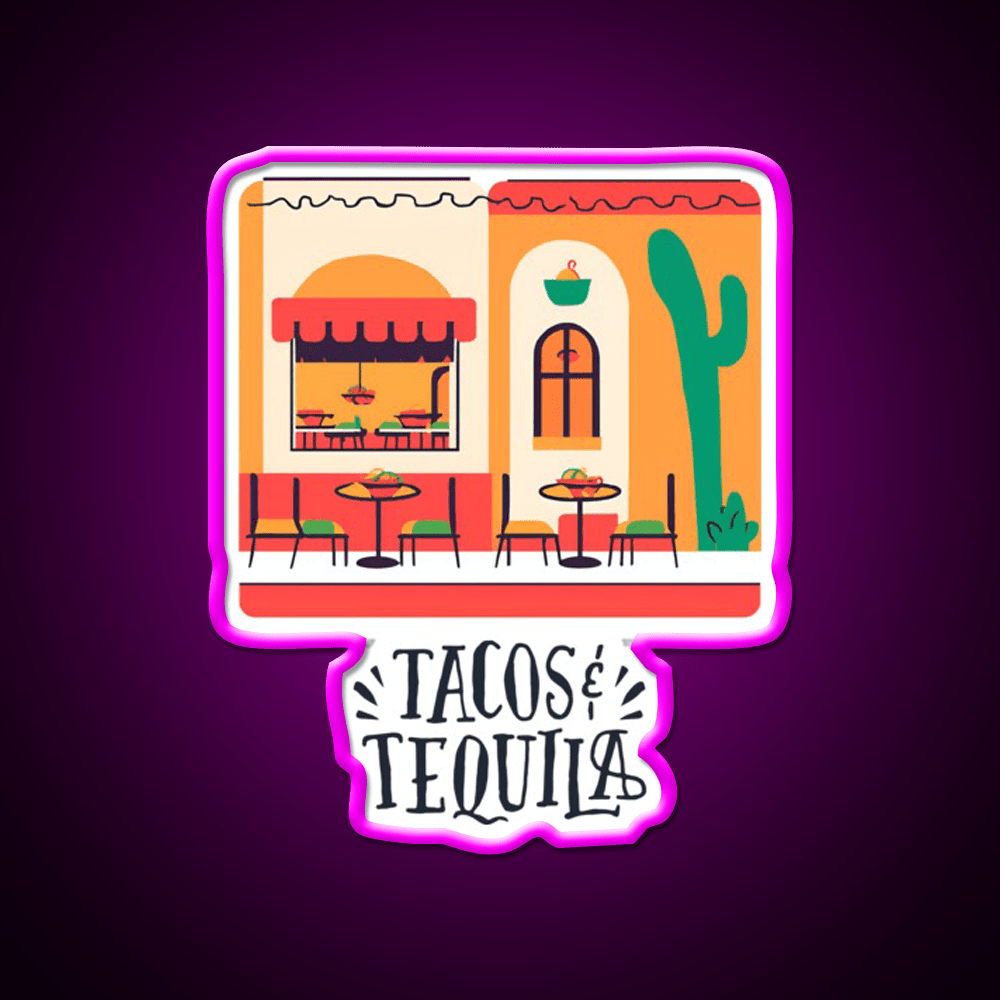 Tacos And Tequila Party Drink Tequila Led Neon Sign Bar Wall Light Rgb Color - Shineneon