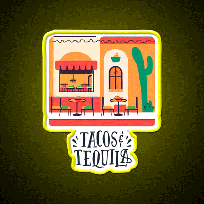 Tacos And Tequila Party Drink Tequila Led Neon Sign Bar Wall Light Rgb Color - Custom LED neon sign front view